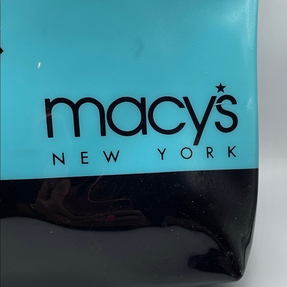 Macy's Artistic Vintage Blue and Black Zip top Tote Bag - Picture 2 of 10